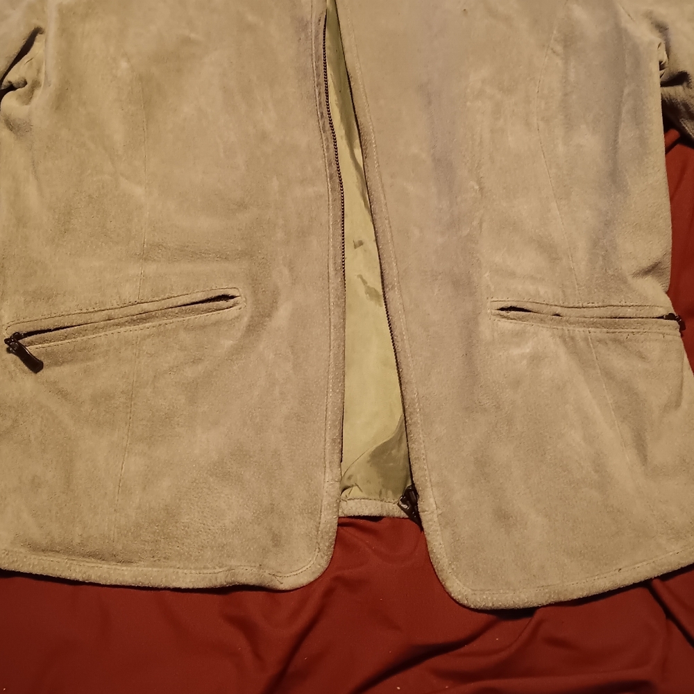 Vintage light green 100% Leather Jacket fully lined zipper front - Picture 2 of 11